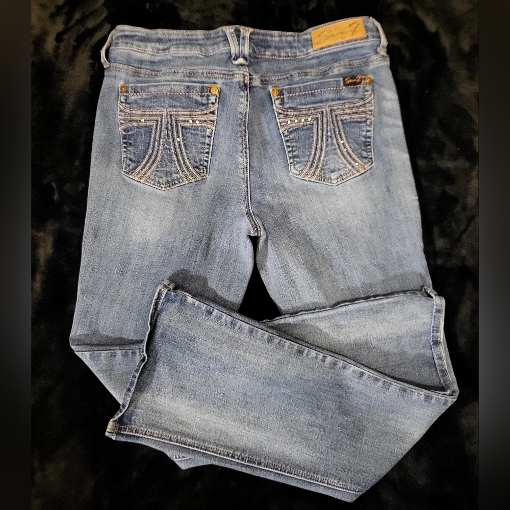 Seven - Womens Bootcut Medium Blue Jeans - Size 12